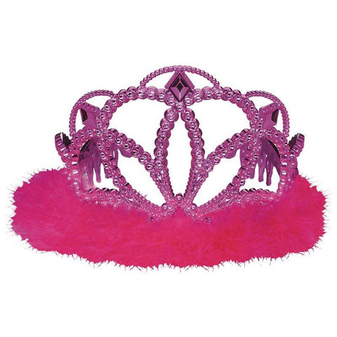 Tiara - Hot Pink Tiara with Marabou Feathers