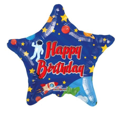 Foil Ballon 18''- Happy birthday Astronaut (Star-shaped)