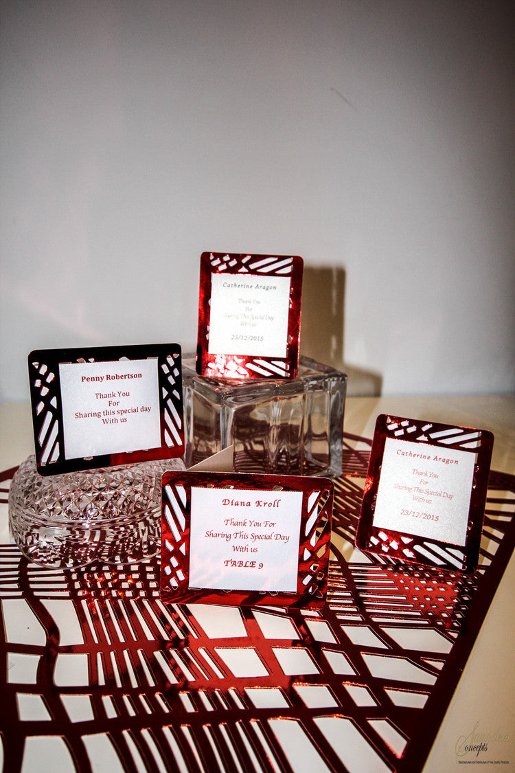 Place Cards - Weave Red Foil Pk 16