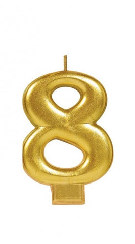 Candle - Numeral Metallic Gold #8