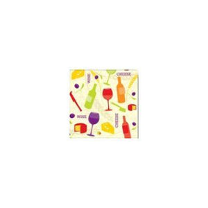 Printed Lunch Napkins 3 Ply - Wine & Cheese Pk 20