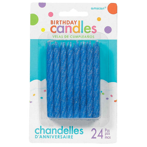 Candles - Blue Glitter 24PCS