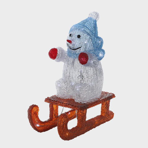 Snowman - Acrylic Snowman On Sleigh