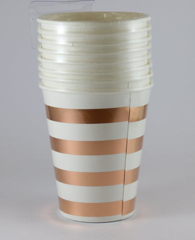Paper Cups - Rose Gold Stripe Cups