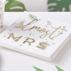 Lunch Napkins - Ginger Ray Botanical Hens Almost Mrs