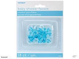 Light Blue Pacifiers - Crystal Light Blue Baby Shower Pacifiers (Dummies) Pk 18