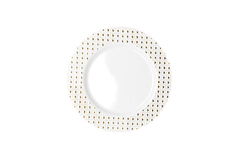 Reusable Plates - Heavy Duty Lunch Plate With Gold Dot Rim