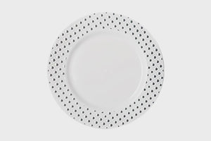 Reusable Plastic Plates - 260mm Heavy Duty Dinner Plate With Silver Dot Rim