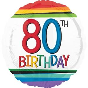 Foil Balloon 18" - 80th Birthday Rainbow