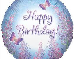 Foil Balloon 18 "- Happy Birthday Butterfly Lavender