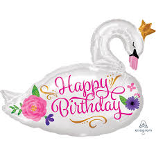 Foil Balloon Supershape - Happy Birthday Beautiful Swan