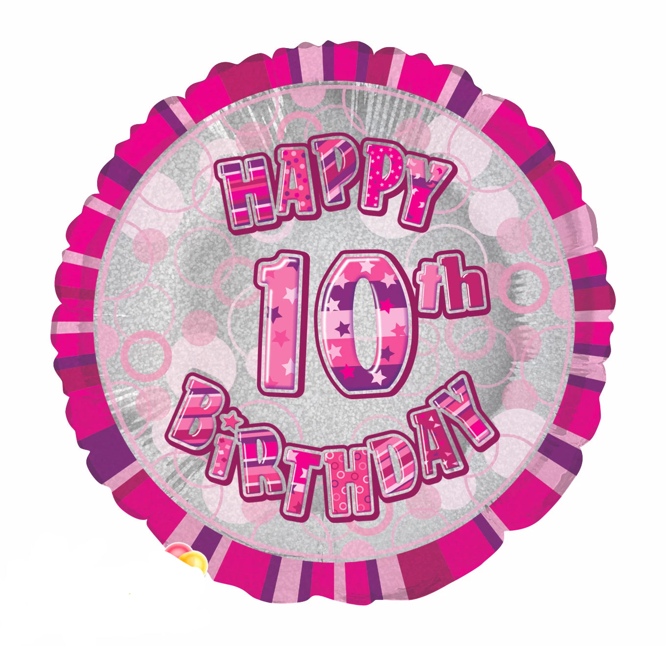 Foil Balloons 18" - Glitz Pink Happy 10th Birthday