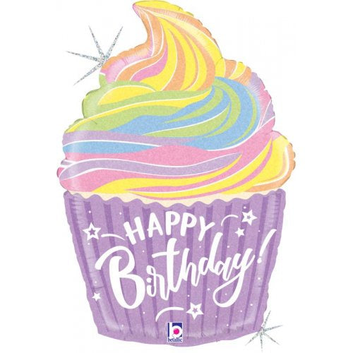 Foil Balloon Supershape - Pastel Birthday Cupcake