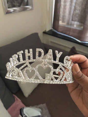 Tiara - Gorgeous Sliver Happy Birthday Girl Tiara Exquisite Headband Girl Crown