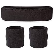 Sweatbands Set - Headband & Wristband Black
