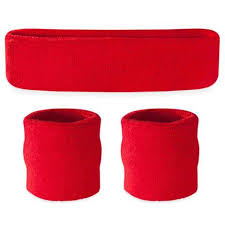 Sweatbands Set - Headband & Wristband Red