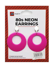 Earrings - Neon 80th Clip On Earrings (Hot Pink)