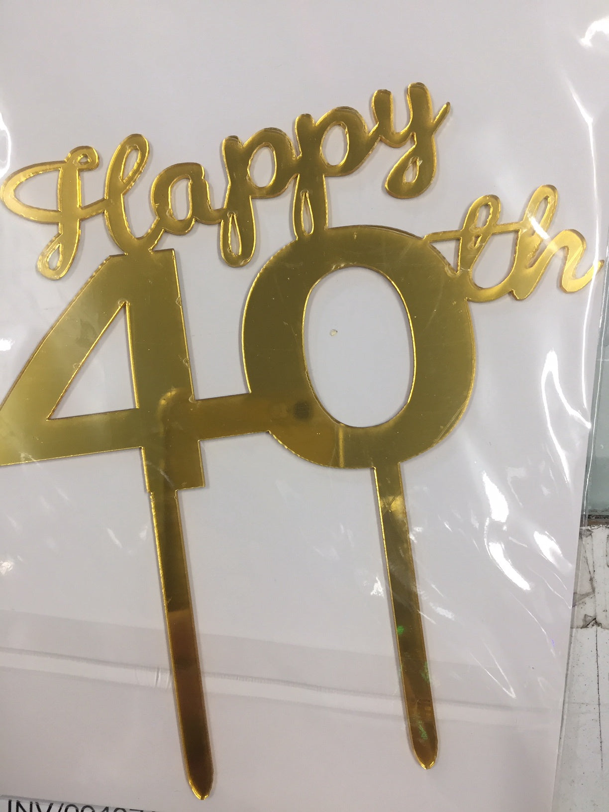 Cake Topper - Happy 40th Acrylic Gold Mirror Birthday