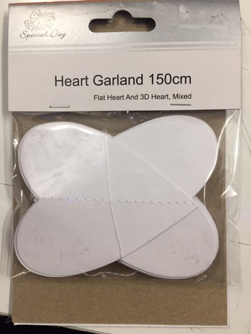 Heart Garland - Cardboard White Heart