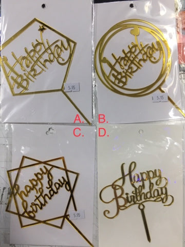 Cake Topper - Happy Birthday Gold Colour