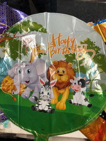 Foil Balloon 18" - Happy Birthday Jungle Animals