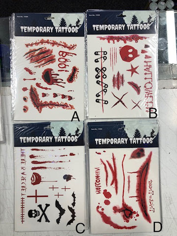 Party Tattoos - Halloween Temporary Tattoos Assorted