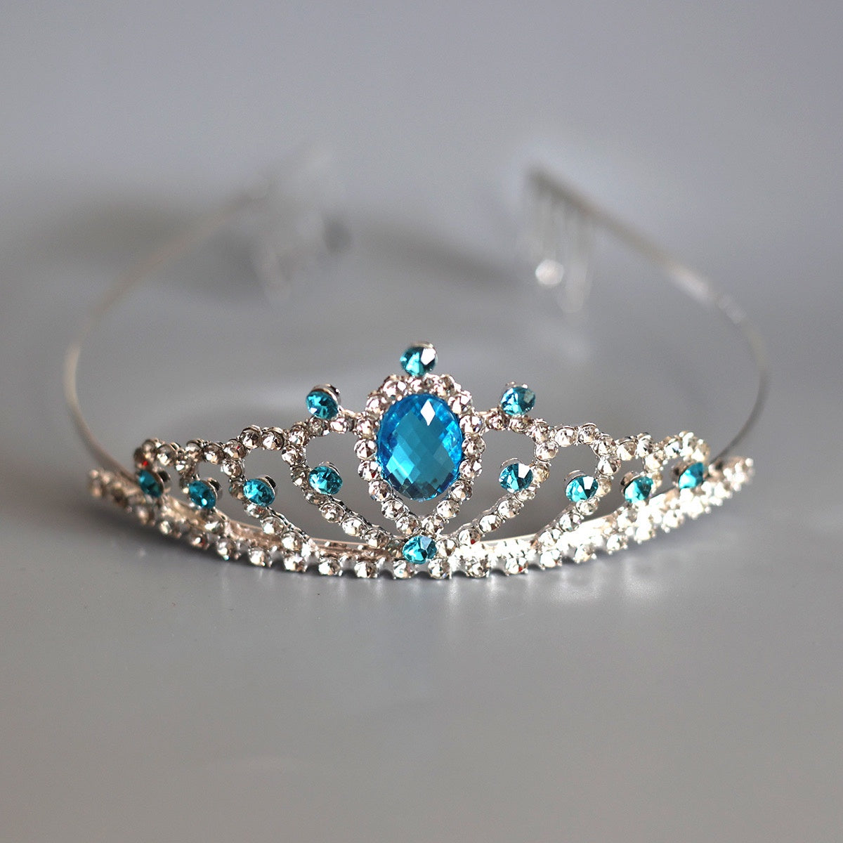 Dimante Tiara - Tiara Silver With Blue Diamante