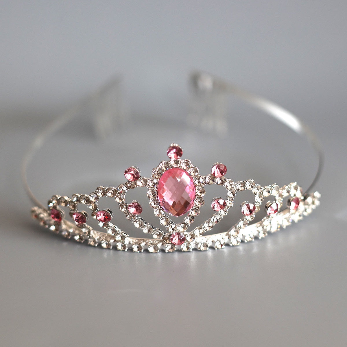 Dimante Tiara - Tiara Silver With Pink Diamante