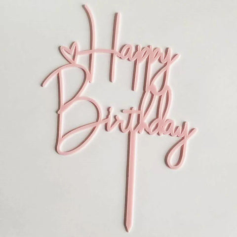 Cake Topper - Happy Birthday (Matte Light Pink Colour)