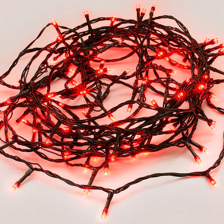 100 Led String Light - Red LED Dark Green Cable