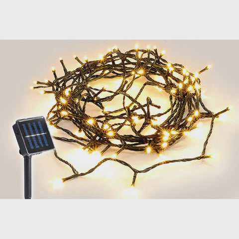 Solar 100 LED - Fairy Light Chain Dark Green Cable