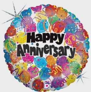 Foil Balloon 18" - Happy Anniversary Party Holographic Balloon