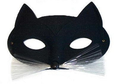 Eye Mask - Masquerade Tabby Cat w/Whiskers (Black)