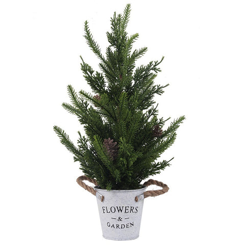 Artificial Christmas Tree - Pine Tree in White Pot 50cm