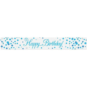 Foil Banner -Sparkling Fizz Blue Happy Birthday