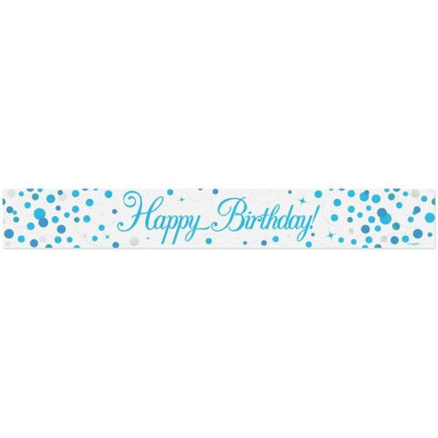Foil Banner -Sparkling Fizz Blue Happy Birthday