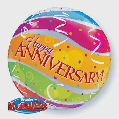 Bubble Balloon 22" - Anniversary Colourful Bands Bubble