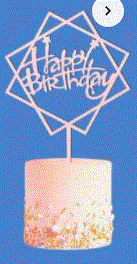 Cake Topper - H Birthday Baby Pink Colour SQ
