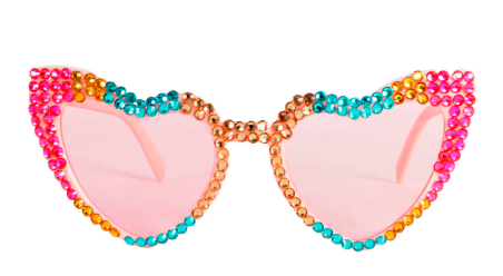 Party Glasses - Diamante Heart Glasses Rainbow