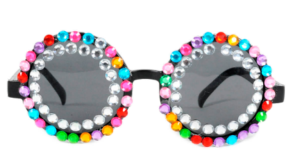 Party Glasses - Diamonte Jewels Rainbow ( Mardi Gras )