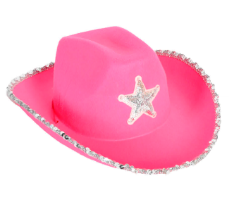 Hat - Cowboy Hat with Sequin Rim and Star (Hot Pink)