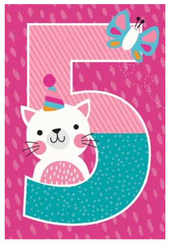 Birthday Card - 5th Pink