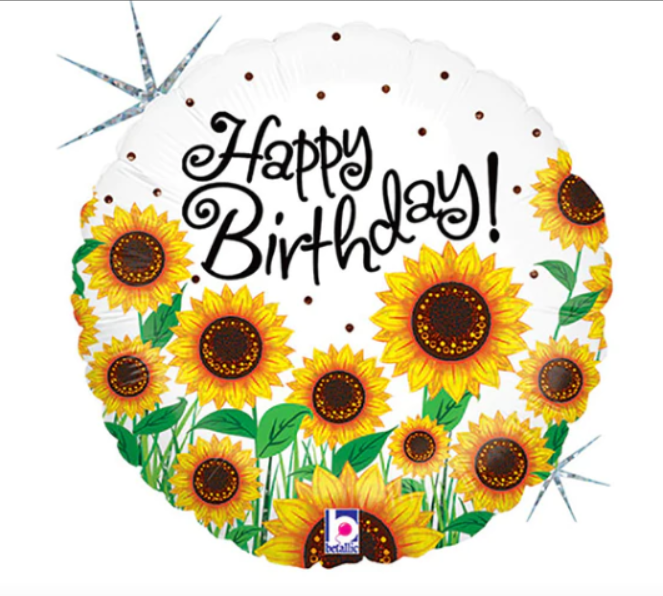Foil Balloon 18" - Sunny Sunflower Happy Birthday