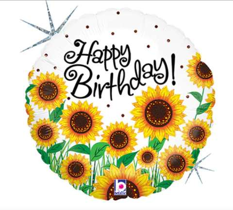 Foil Balloon 18" - Sunny Sunflower Happy Birthday