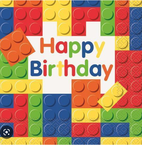 Lunch Napkins - Happy Birthday Colourful Blocks Pk16