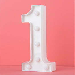 LED Light - White Plastic LED Marquee Number Birthday Table Decoration
