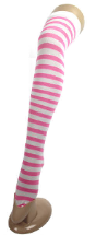 Over The Knee Stockings - Light Pink & White Stripes