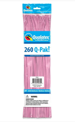 260Q Qualatex Modelling Balloons - Light Pink PK50