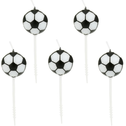 Cake Candle - Soccerball Candles On Picks