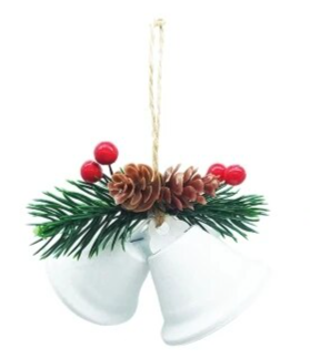 Christmas Bell - 2 White Bells 4.5cm Tree Ornaments